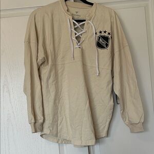 NWT Fanatics Cream Lace-Up NHL Long Sleeve Shirt SizeSmall